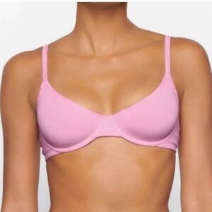 SKIMS Cotton Unlined Underwire Bra 38D Bubblegum Jersey RN 158973